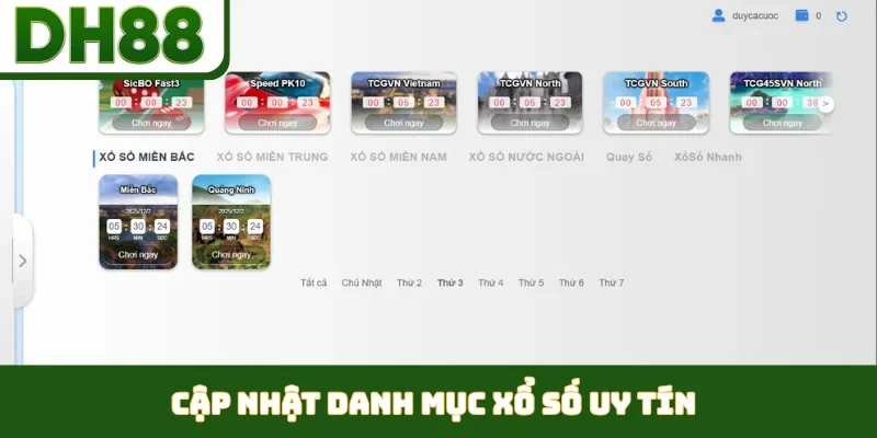 Cập nhật danh mục xổ số uy tín