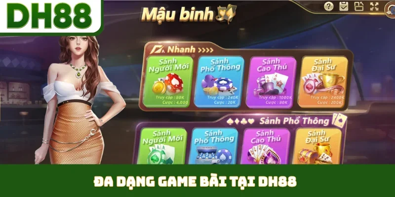 Đa dạng game bài tại DH88