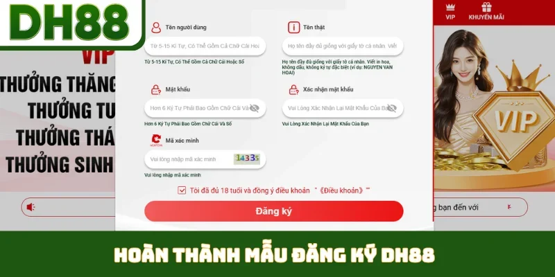 Hoàn thành mẫu đăng ký DH88