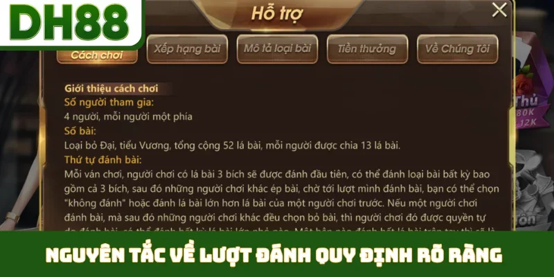 Nguyên tắc về lượt đánh quy định rõ ràng